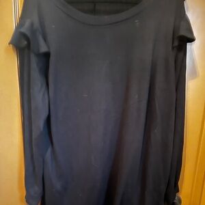 Lily Rose Black Ruffle-Sleeve Sweatshirt Dress